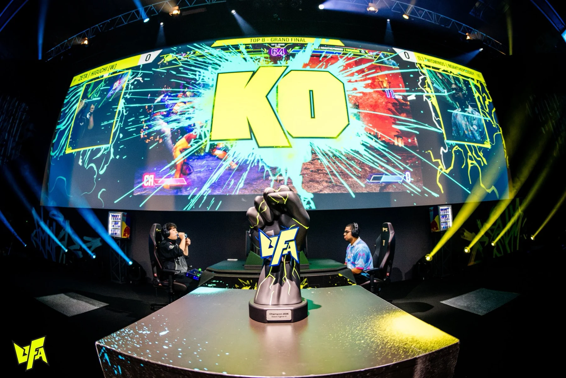 Le trophée UFA 2026 devant la grande finale Street Fighter 6