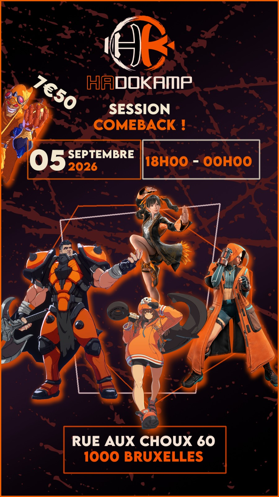 Affiche de la Session Comeback Hadokamp du 5 septembre 2026 - entrée 7,50 €